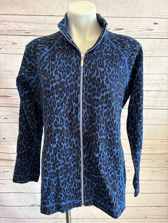 Tommy Bahama Sweaters - Tommy Bahama Aruba Cat's Meow Full Zip Jacket Blue Black Leopard Print Large NWT